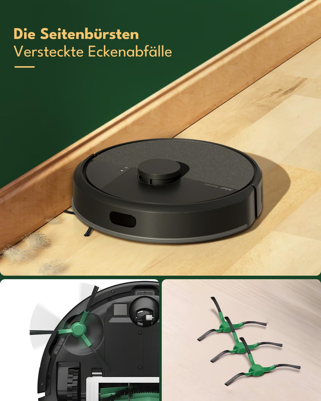 18 Stück Zubehörset für iRobot Roomba 105 Combo und Roomba Combo Essential Y0112,Y0110,Y0140,Y011240,Y014020,Roomba 105 Combo, 2 Hauptbürste,4 Wischtücher,4 Filter, 6 Seitenbürsten