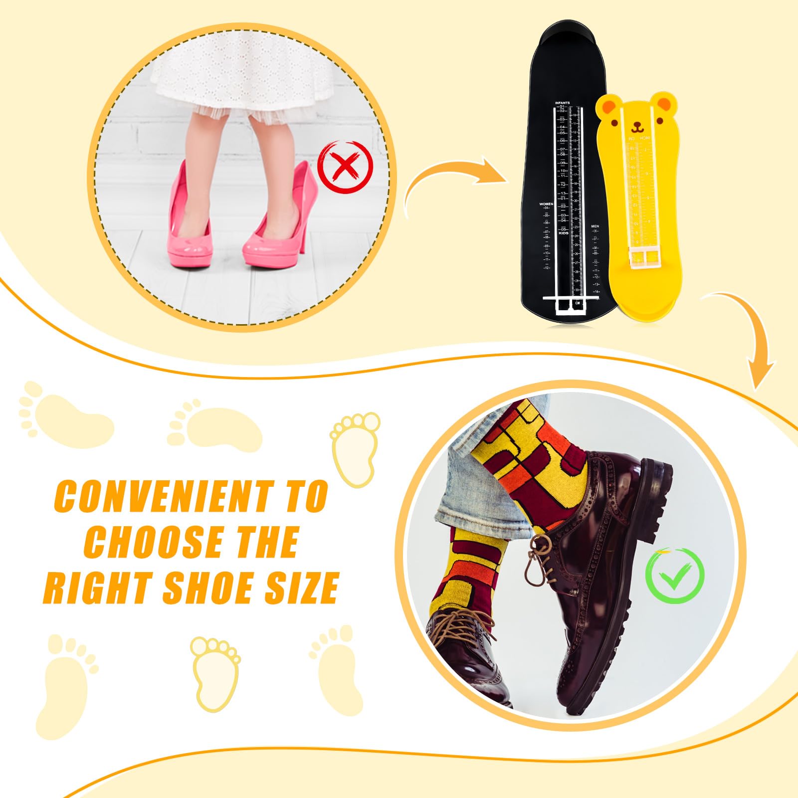 Traditional Ruler Shoes Child's Foot Growth Tracker 2 Pieces Foot Measuring Device Shoe Feet ...