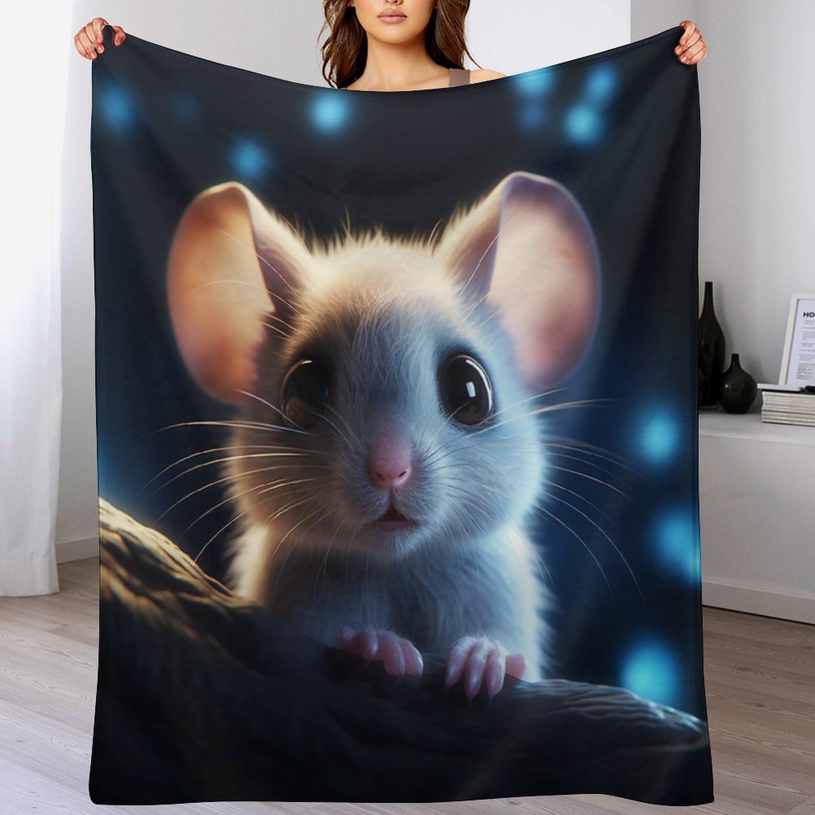 Couverture polaire imprimé souris en flanelle 140x180 cm pour lit et canapé