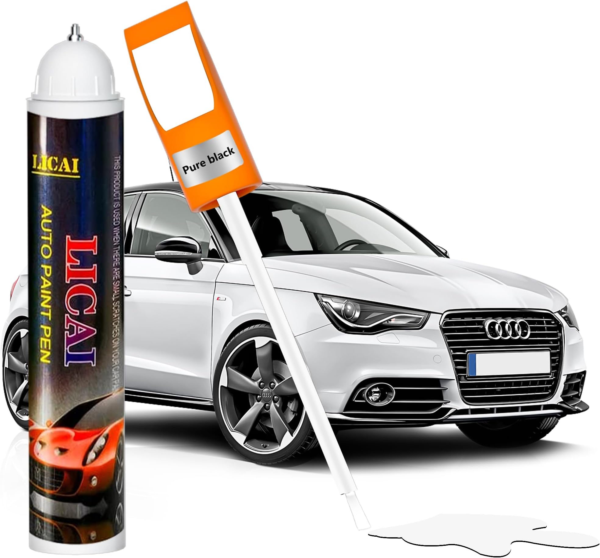 AutoglymTouch Up Paint For Cars, Automotive White Car Paint Pen Scratch Repair Two-In-One Touch Up Paint, Quick & Easy Solution To Repair Minor Automotive Scratches Touch Up Paint Pen 0.4 fl oz