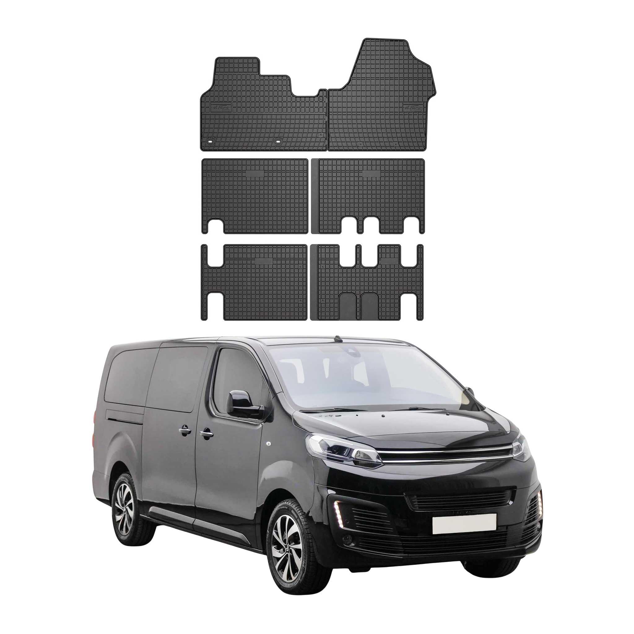 OMAC Dywaniki & Mata Bagażnika Zestaw kompatybilny z Citroen Jumpy 2016-2026 Guma TPE Czarny