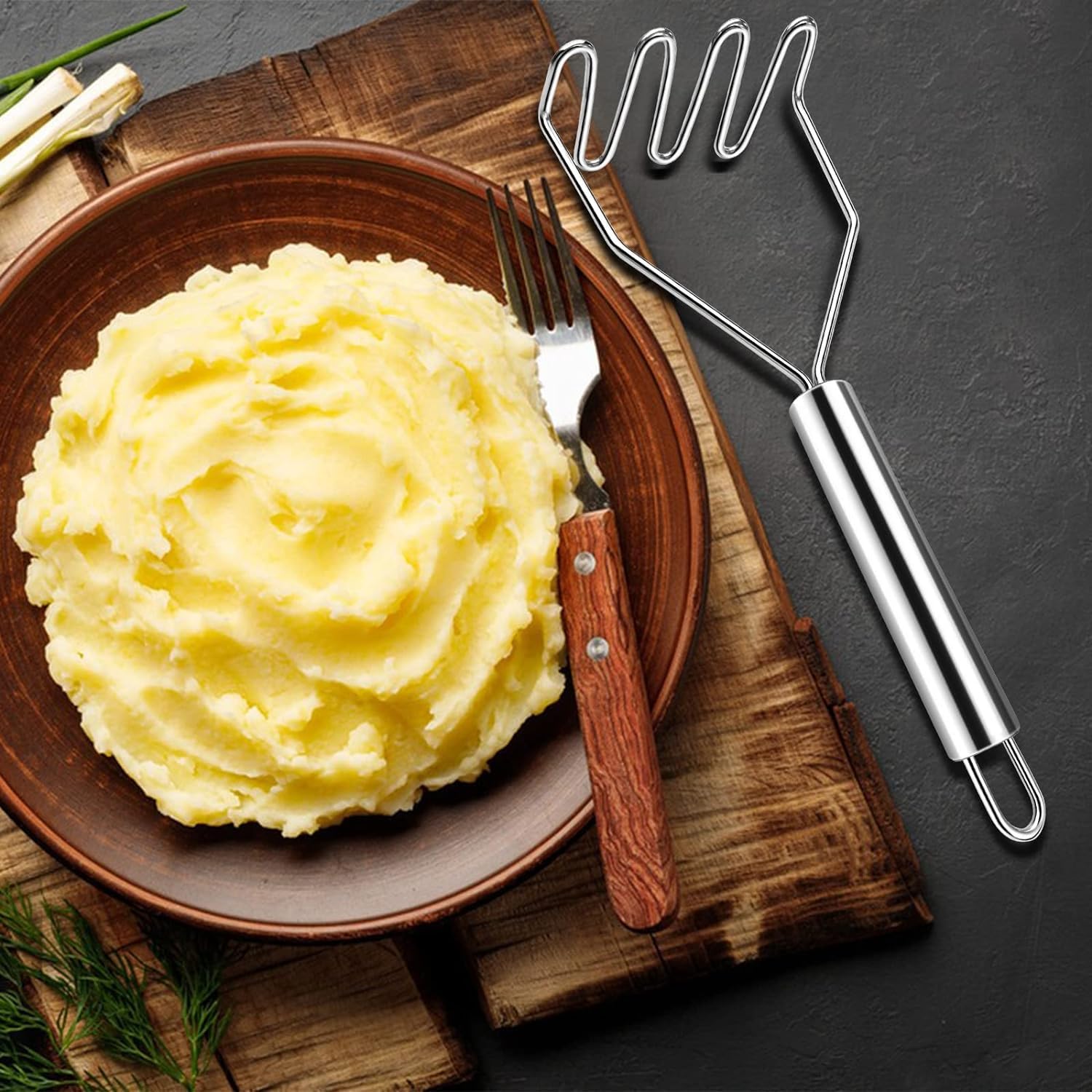 Schiacciapatate In Acciaio Inox NOBILE | 27cm Larghezza | Manico Ergonomico | Multifunzione - Foto 2