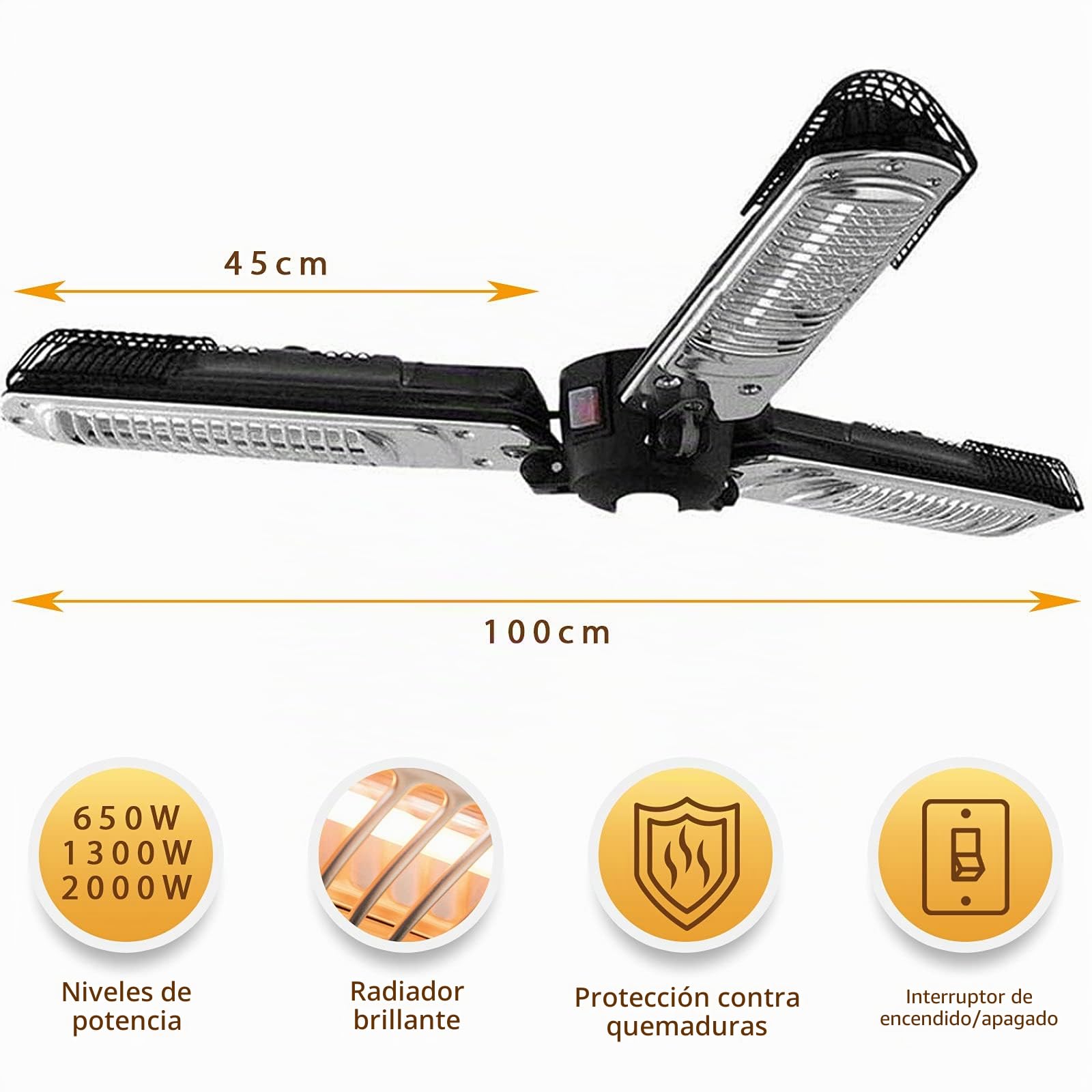 Mi-Heat Parasol Calentador Patio Radiante 2000W - Parasol Calentador Patio Radiante Calentador