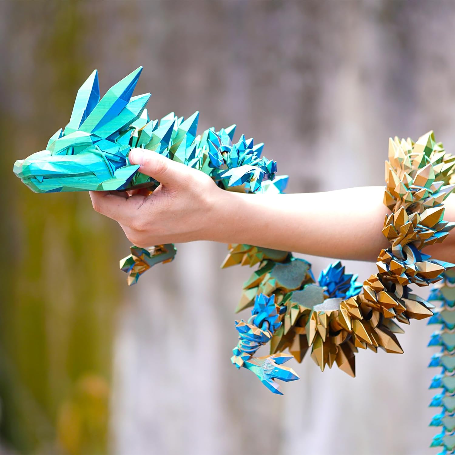 Super Large 3D Printed Crystal Dragon with Movable joint,48.8inch,Flexible Realistic Articulated Animal Fidget Toys,Mystery Figurines Gifts,Executive Desk Décor and Festival Collectible (colorfu)