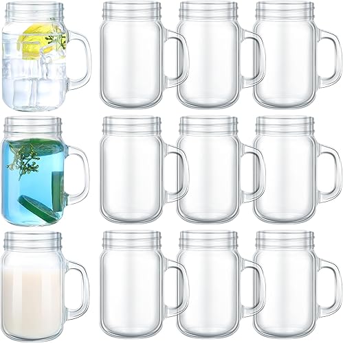 6 vasos de 12 onzas, sin tapas, tarros de masón con asas, tarros de vidrio para cocina, bar, cerveza, café, bebidas frías, cócteles, jugo, batido, disponible en Yaxa Colombia