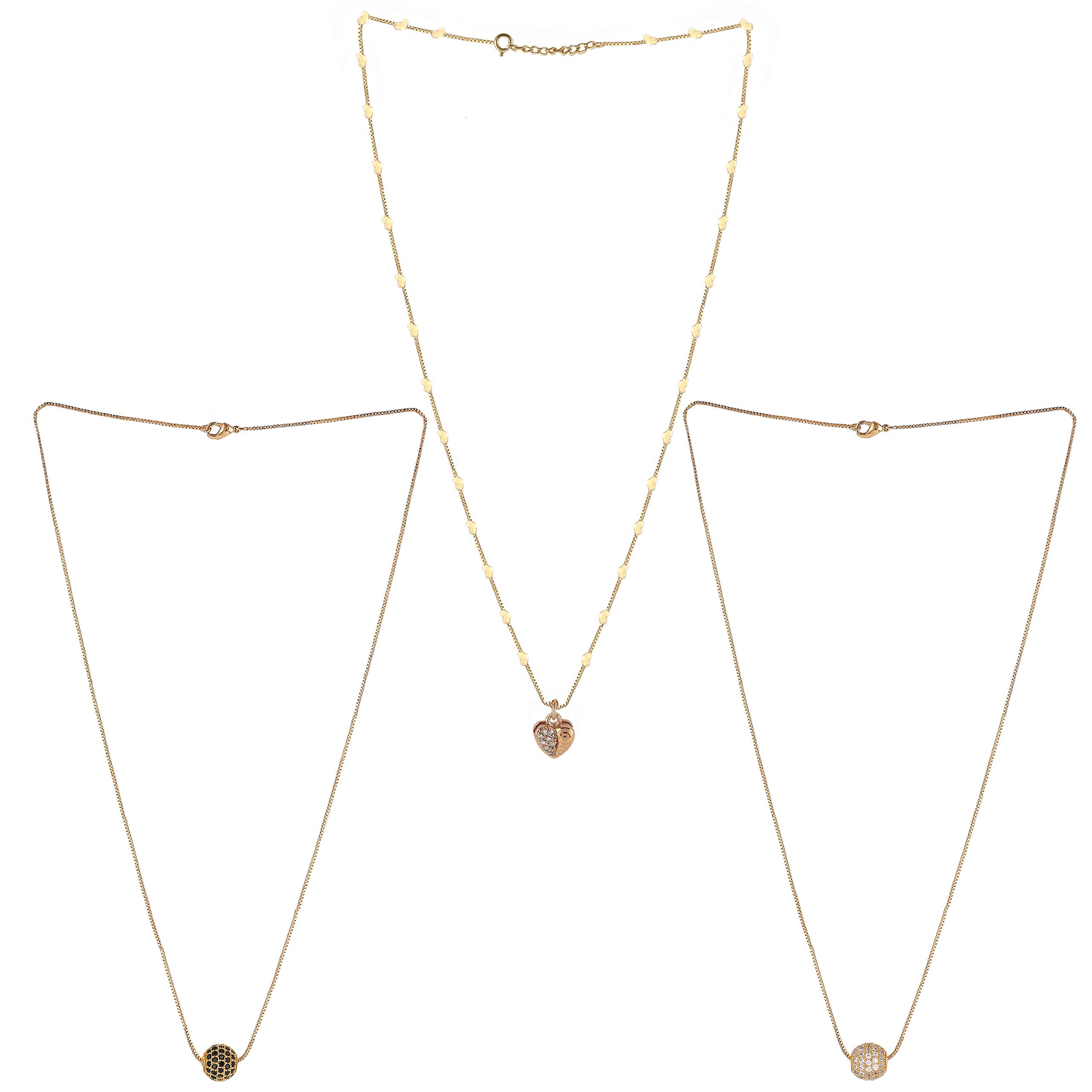 Brado Jewellery Gold Plated White And Black American Diamond And One Love Heart Pendant With love heart Chain Combo Of 3 Necklace Golden Chain Pendant for Women and Girls. (B08R1G46FZ) Amazon Price History, Amazon Price Tracker