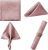 Vista 22 de SASTYBALE Servilletas de tela blanca de 20 x 20 pulgadas, juego de 4 servilletas de mesa de damasco de jacquard lavables para comedor, fiesta, boda
