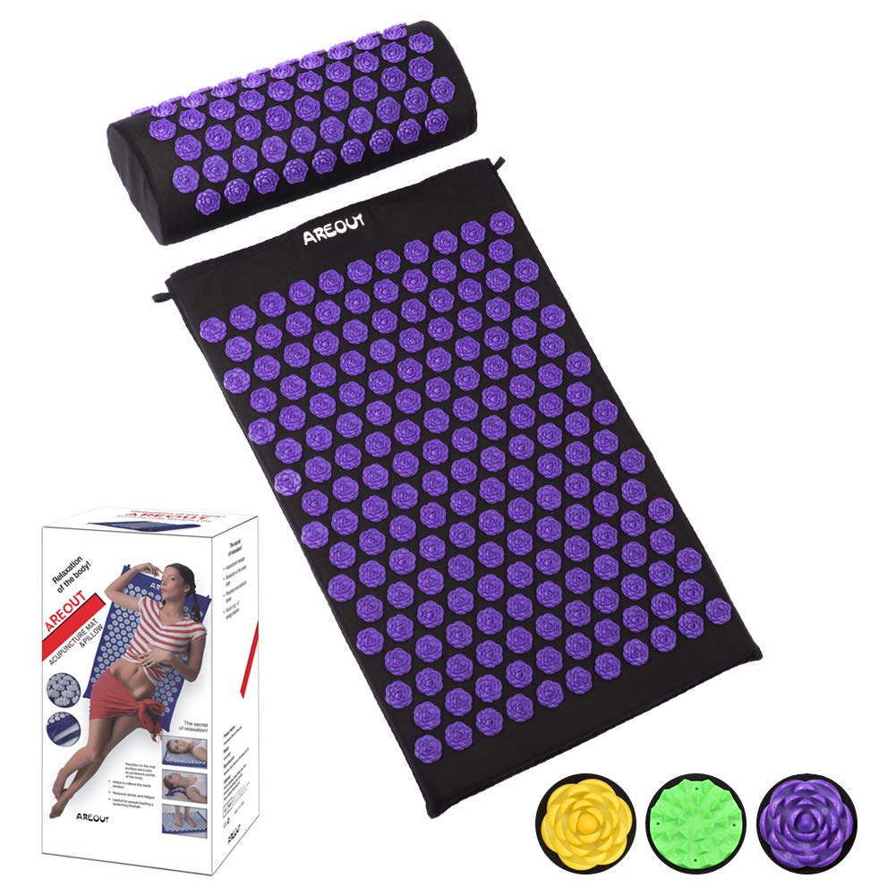 TPE + esponja acupuntura acupuntura alivio del dolor almohadilla de masaje acupuntura esterilla de yoga + juego de almohadas
