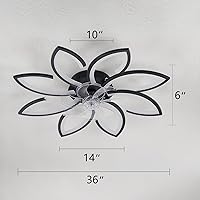 Vista 13 de Modern Flower Ceiling Fan with Light and Remote, Low Profile Ceiling Fans with Lights, 36 Inch Black Flush Mount Ceiling Fan with 3 Light Color 6
