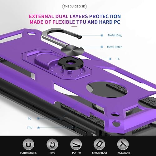 Miniatura 5 de Funda LeYi para iPhone 6S6, funda para iPhone 7, funda para iPhone 8, armadura de grado militar de doble capa con soporte giratorio de 360 grados