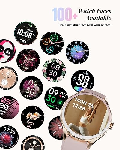 Miniatura 6 de TOOBUR Reloj inteligente para mujer, compatible con teléfono Android e iOS, responderhacer llamadas, contador de ejercicioscontador de pasosreloj
