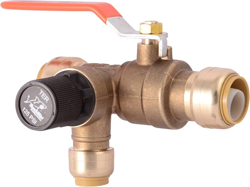 Válvula de bola de alivio de expansiones térmicas de 3/4 pulgadas, conexión de plomería de latón a presión, tubería PEX, cobre, CPVC, PE-RT, HDPE, 25704LF