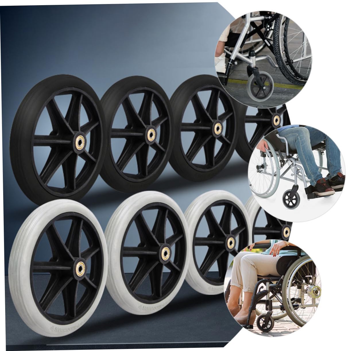 LIFKOME 2Pcs Front Wheelchair Wheels Replacement Parts Durable Swivel Design with Non Skid Treads Lightweight Construction for Enhanced Stability and Mobility Compatible with Standard