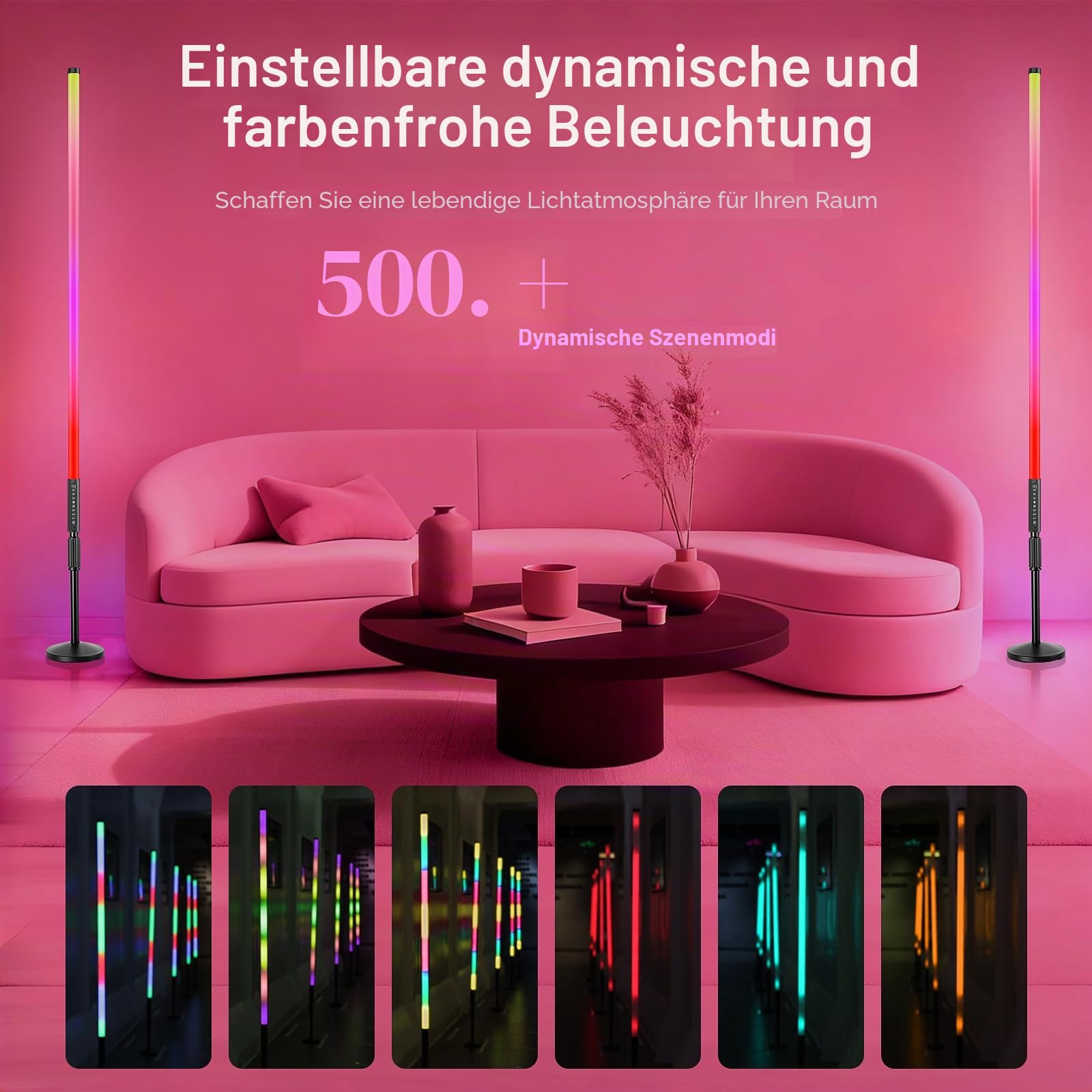 Mood1 Pro Tragbare LED-Videoleuchte,120 cm,Dimmbar und Speicher,Integrierter 5000-mAh-Akku,RGB-Fotolampe für YouTube,TikTok,Spiel-Streaming,Partybar,Fotografie