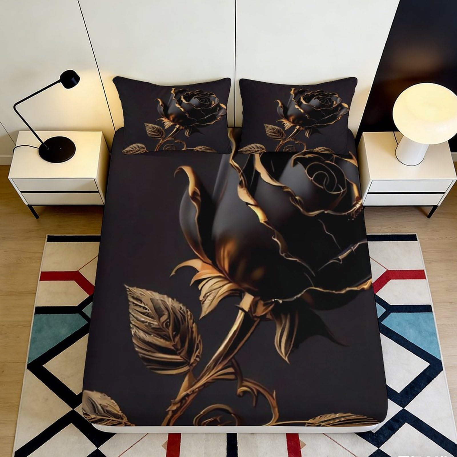 3D Printed Parrot Fitted Sheet Microfiber Non-Slip Deep Pocket Bedroom Bedding Parrot Mattress Fitted Cover Washable 160x200x25cm
