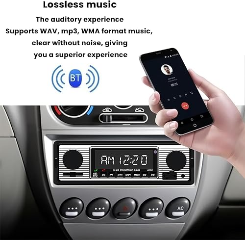 Miniatura 4 de Estéreo clásico para automóvil con Bluetooth, llamadas manos libres y control de voz, radio FM, reproductor de MP3, puerto USBSDAUX, carga rápida,