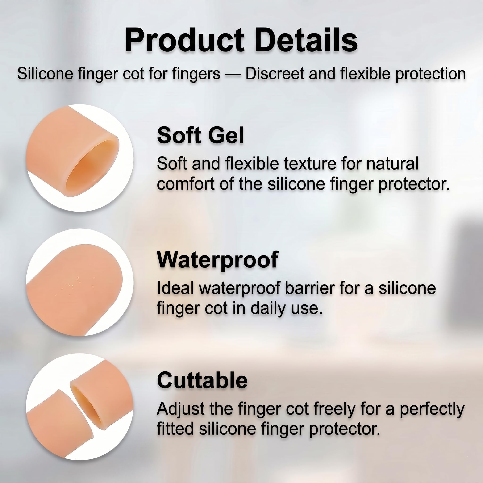 Lot de 12 Protège-Doigts en Silicone Souple, Doigtiers en Gel Réutilisables et Découpables pour Pouce et Doigts, Protection Imperméable pour Bricolage, Cuisine et Sport, Teint de Peau