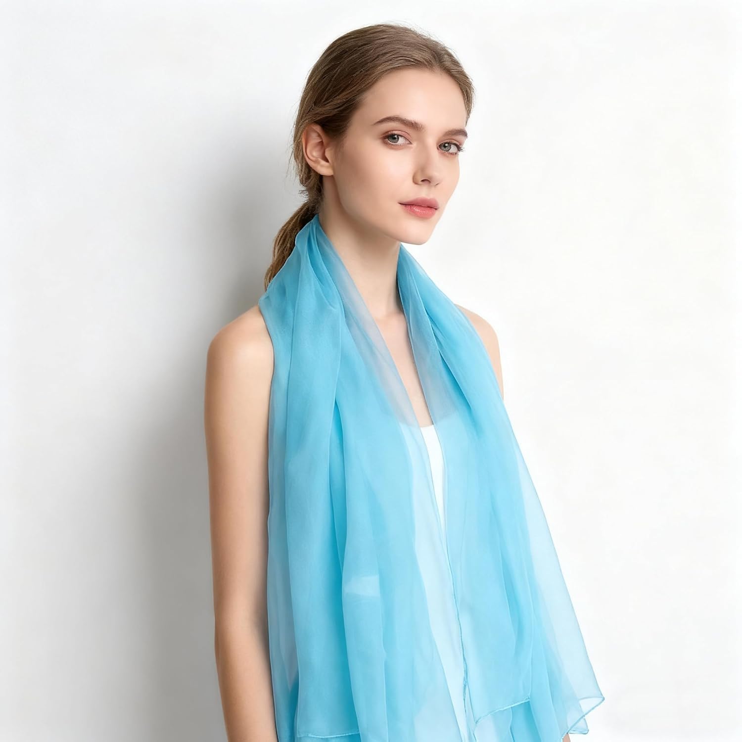 K-Elewon Solid Color Silk Feeling Scarf Fashion Scarves Wrap Long Lightweight Shawls for Women - Image 4