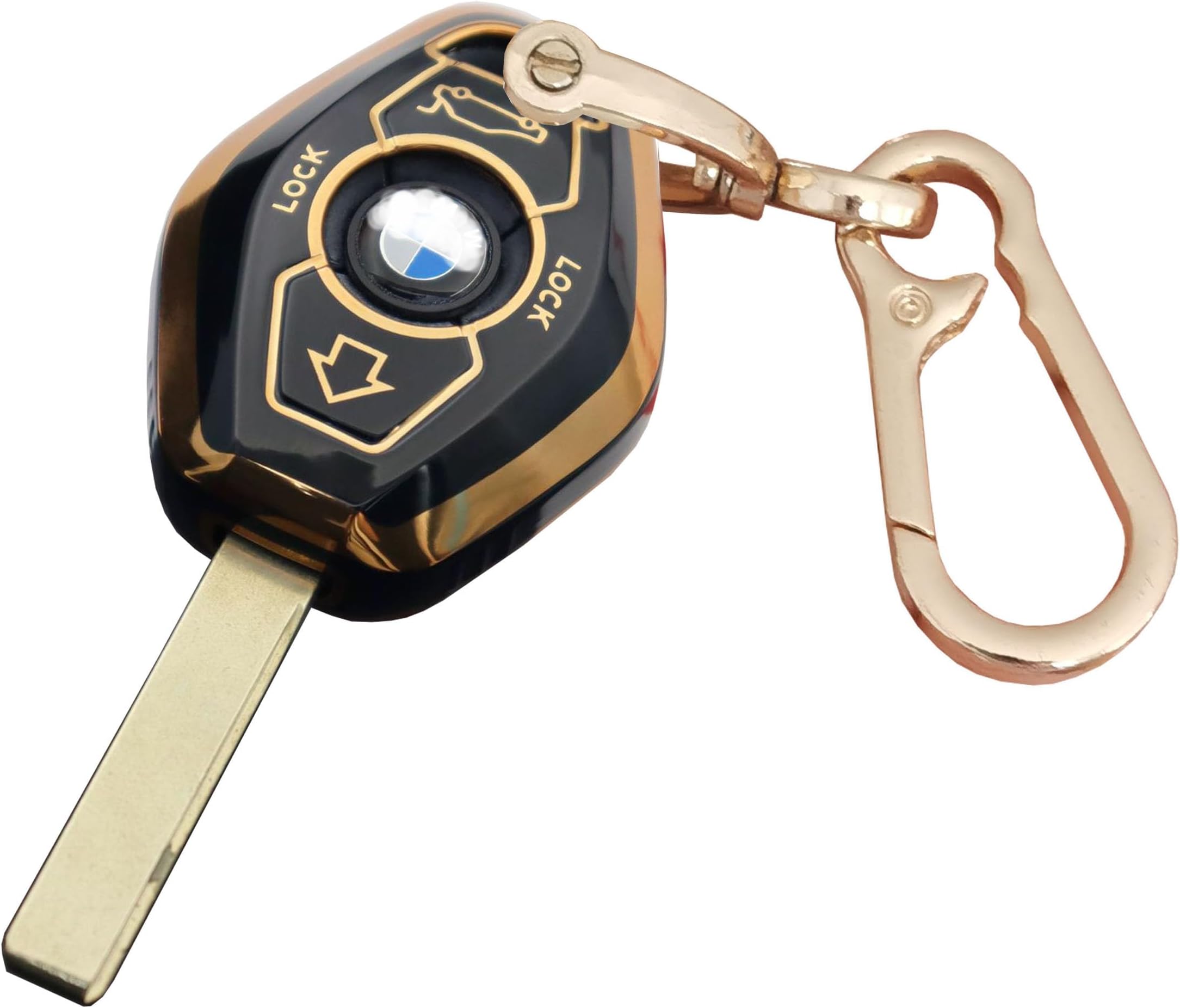 for BMW Key Fob Cover Keyless Entry Remote Control Key Case Protector with Keychain Fit for BMW 3 5 7 Series M3 M5 M6 X3 X5 Z3 Z4 Z8 LX8FZV (for BMW B, Black)