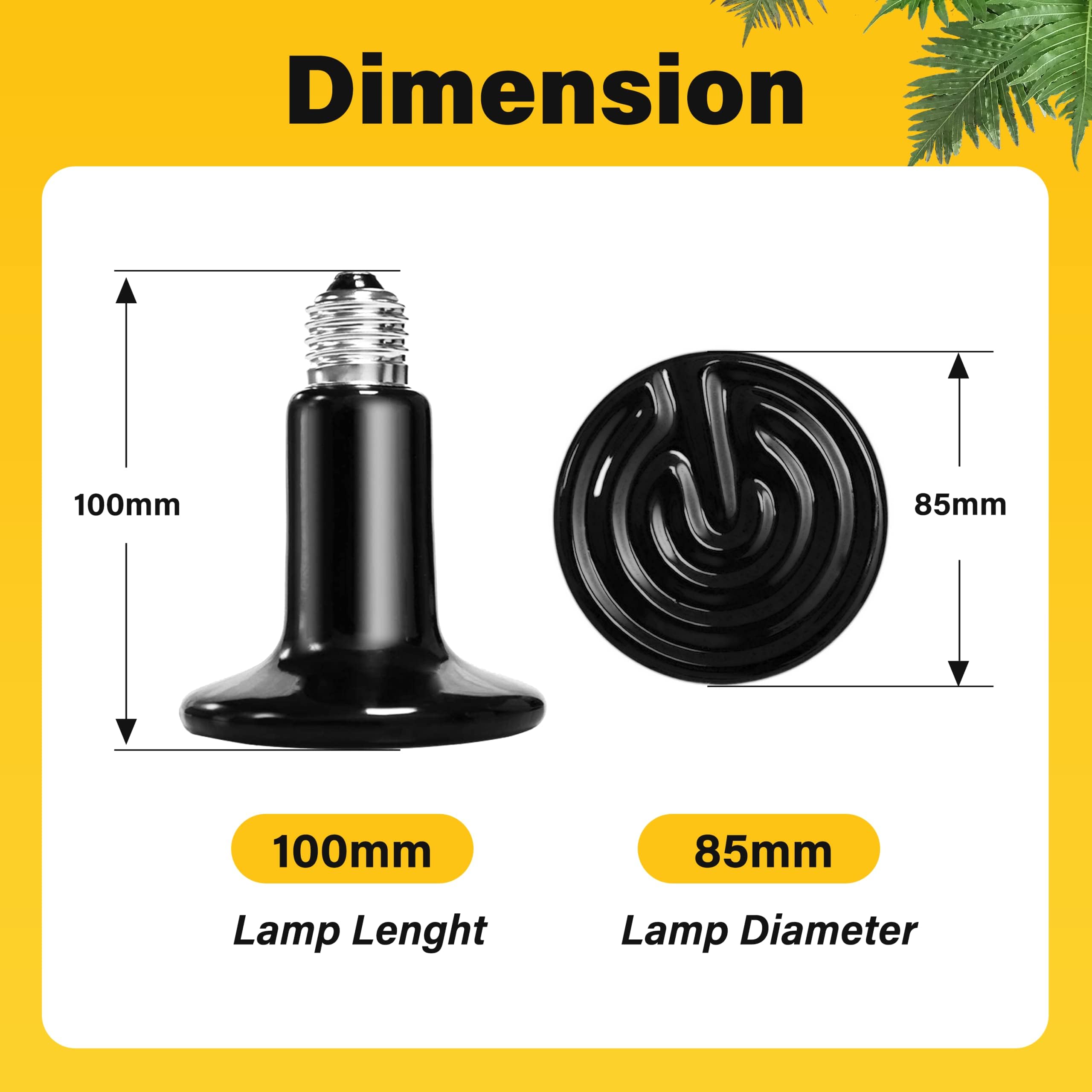 Simple Deluxe 150W Ceramic Reptile Heat Lamp Bulb & 150W Clamp Light with 8.5" Aluminum Reflector Combo for Amphibian Pets, 2-Pack - image 2