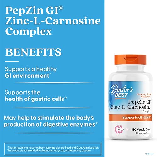 Miniatura 3 de Zinc Carnosina Complejo con pepzin GI 120 Veggie Caps 120 count