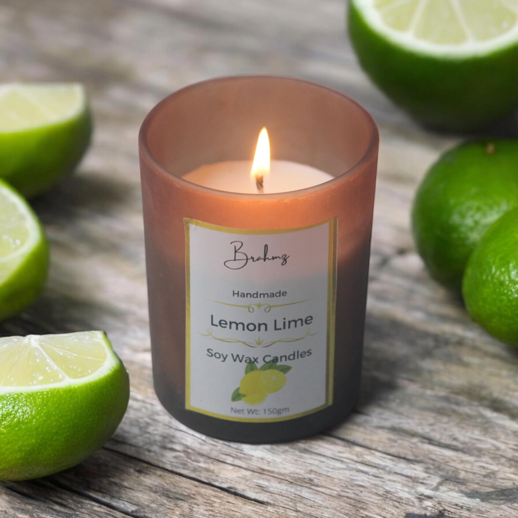 Soy Wax Candle (Burn Time 30 hrs) in Glass Jar for Fragrance in Home and Office,Smoke Free Organic Candle, Handpoured Organic Candle (Lemon Lime)
