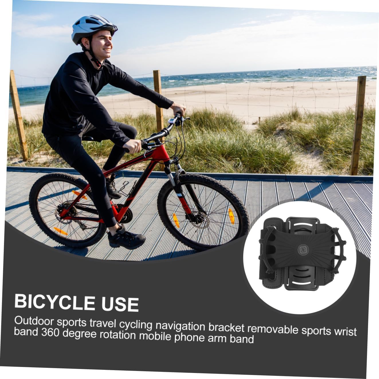 Holibanna Outdoor Sports Phone Arm Band Holder for Navigation 360-Degree Rotatable Wrist Support Adjustable Sweat-Resistant Cellphone Armband for Cycling Hiking and Running