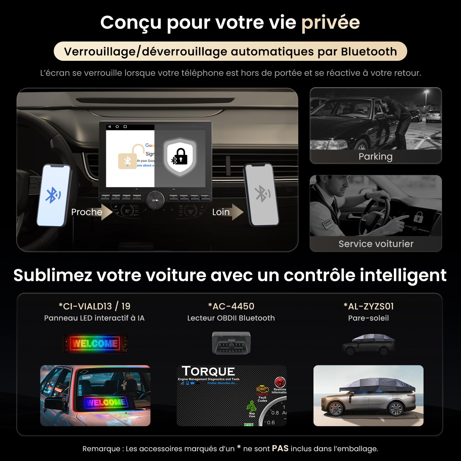 ATOTOZONE 10,1" FlexView Autoradio Android Adaptatif pour 1 Din et 2 Din, Écran Flottant ChatGPT AI Radio, Wi‑FI/USB/Bluetooth, CarPlay & Android Auto sans Fil, EQ/DSP/RDS, Caméra de Recul