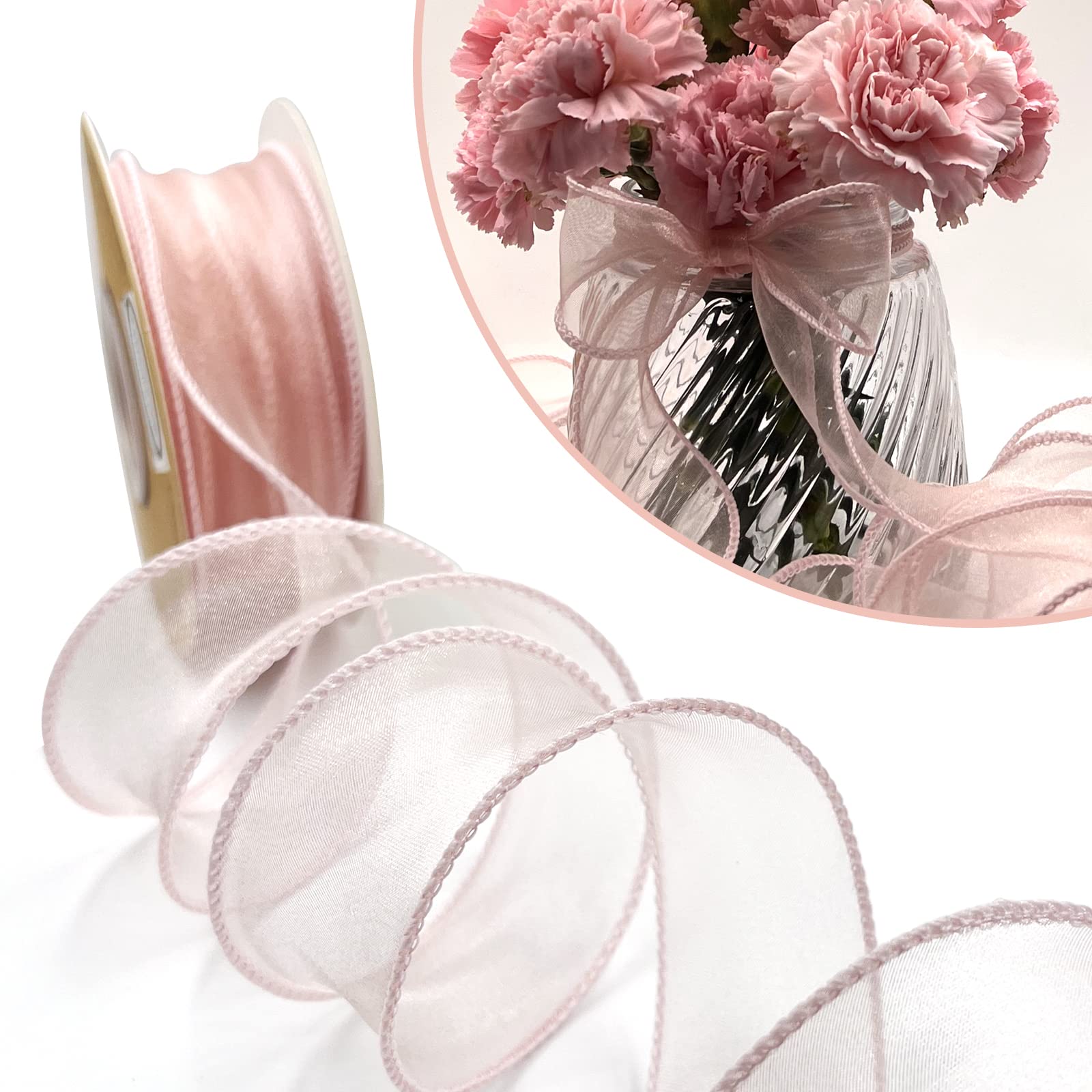 Sheer Ribbon 1.5 Inch Chiffon Ribbon 10 Yards Wired Organza Ribbon