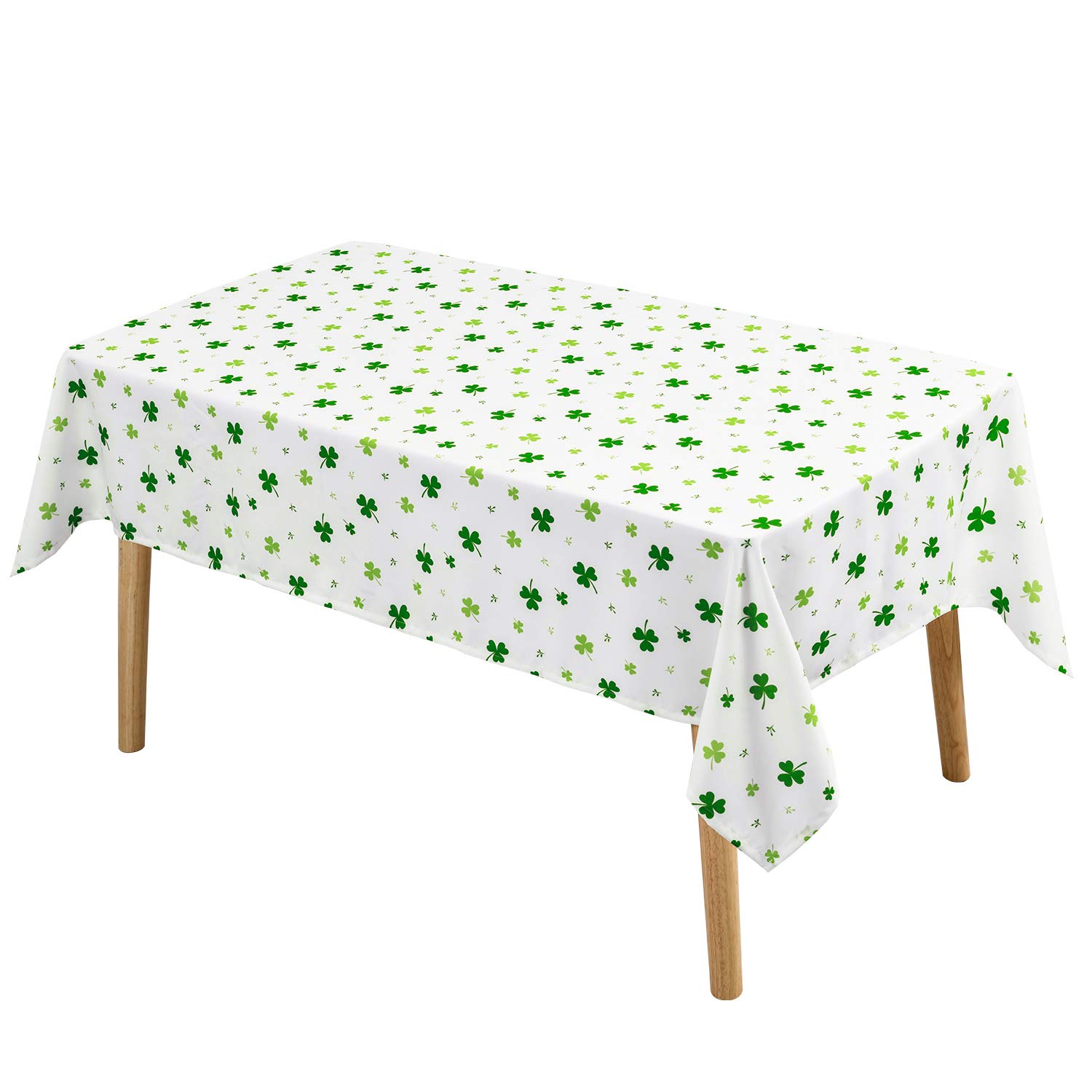 Hiasan Waterproof St Patricks Day Tablecloth Rectangle, 60 x 84 Inch - Washable Shamrock Fabric Table Cloth for Spring and Outdoor Use