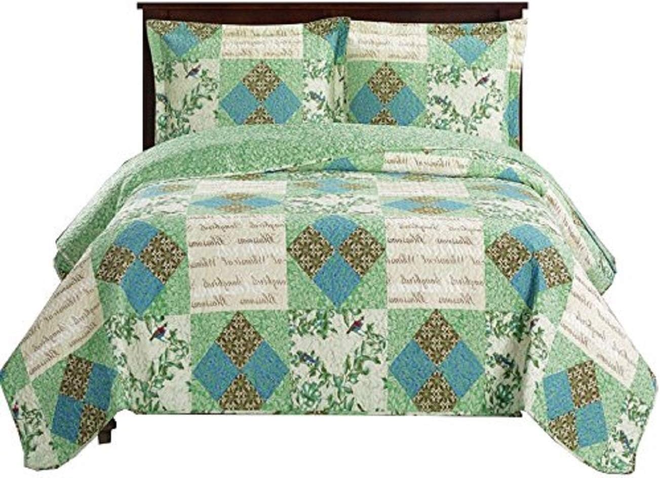Davina Luxury Microfiber Full/Queen Size, Over-Sized 3pc Quilt Set, 92-Inch Wide x 96-Inch Long Coverlet