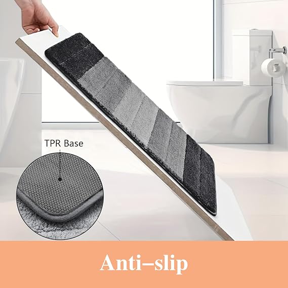 wyewye Microfibre Bath Mat, Door Mat, Bath Rug, Super Absorbent Bathroom Rug 40x60 cm, Grey