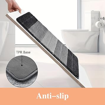 wyewye Microfibre Bath Mat, Door Mat, Bath Rug, Super Absorbent Bathroom Rug 40x60 cm, Grey