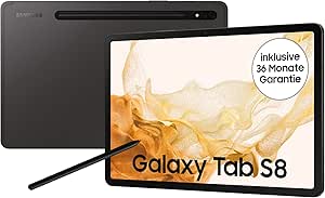 Samsung Galaxy Tab S8, 11 Zoll, 128 GB interner Speicher, 8 GB RAM, Wi-Fi, Android Tablet inklusive S Pen, Graphite, inkl. 36 Monate Herstellergarantie