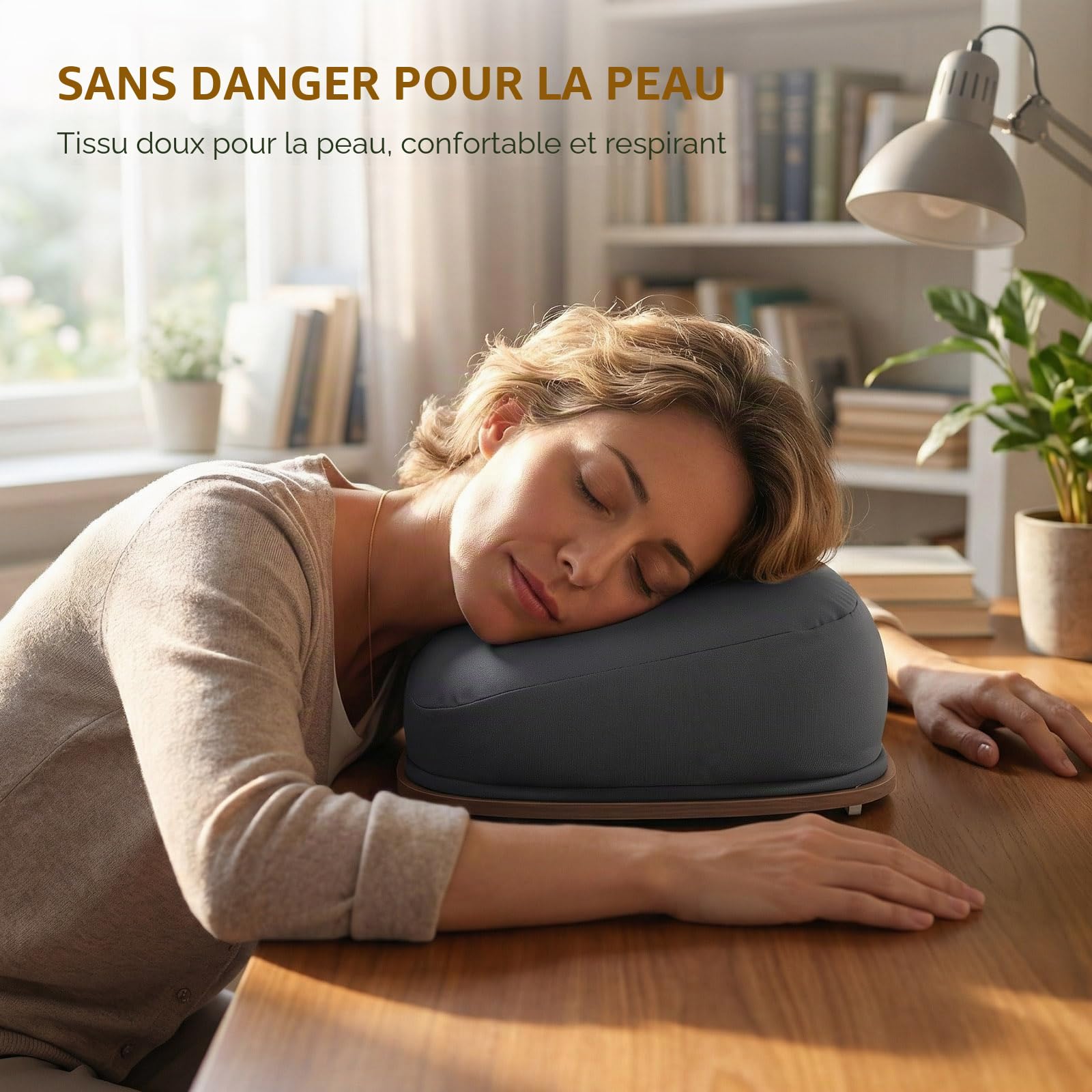 Pouf, support de livre et coussin de lecture – Lecture mains libres sur canapé, lit et bureau, pour livres, liseuse, tablette et ordinateur portable, cadeau pour les amateurs de livres (gris)