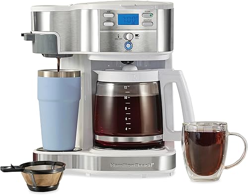 Miniatura 9 de Hamilton Beach Cafetera Brewer de 2 vías olla de un solo servicio y 12 tazas acero inoxidable 49980A jarra