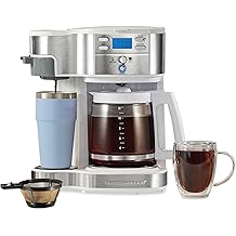 Hamilton Beach 2-Way Programmable Coffee Maker, 12 Cup Glass Carafe And Single Serve Coffee Maker, White with Stainless Steel Accents, 49933