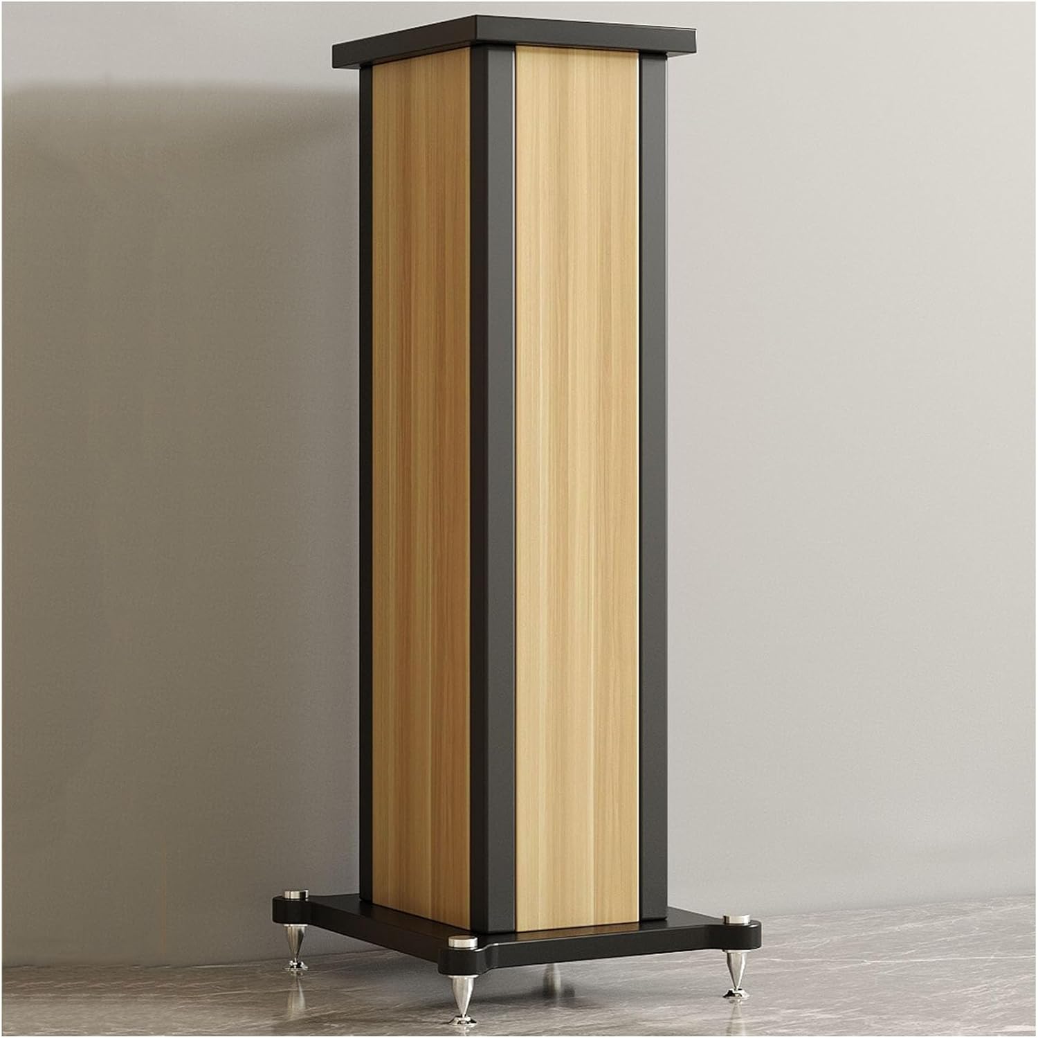 Wood Grain Speaker Stands, Floor Loudspeaker Racks Audio Stand, Heavy Duty Hollowed Speaker Supports, Bookshelf Speaker Stands for Home Theater Speakers