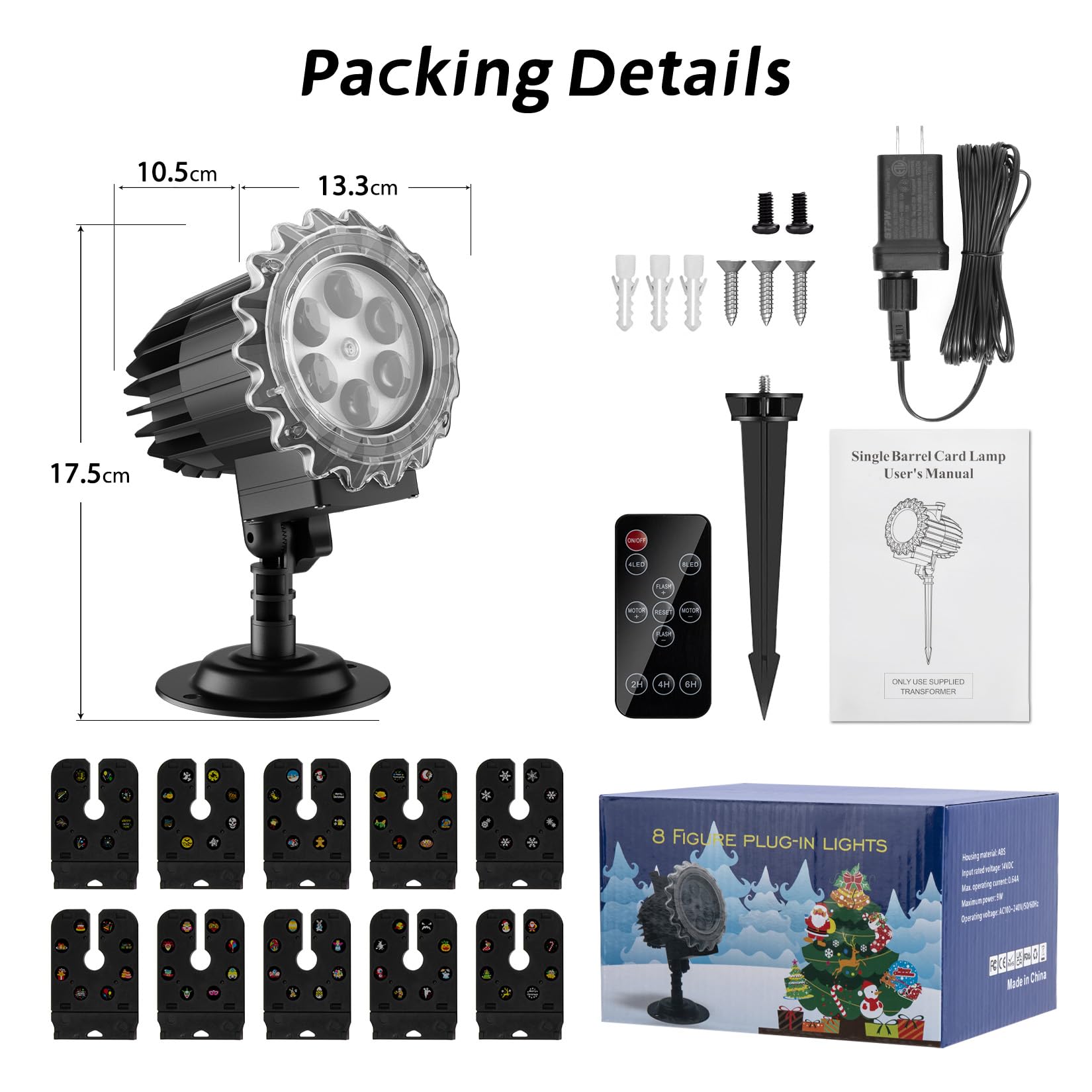 EAMBRITE Kerst sneeuwvlokken projector wit/blauw kerstverlichting netaangedreven kerstdecoratie roterende sneeuwval voor binnen- en buitenmuren, thuis, feest