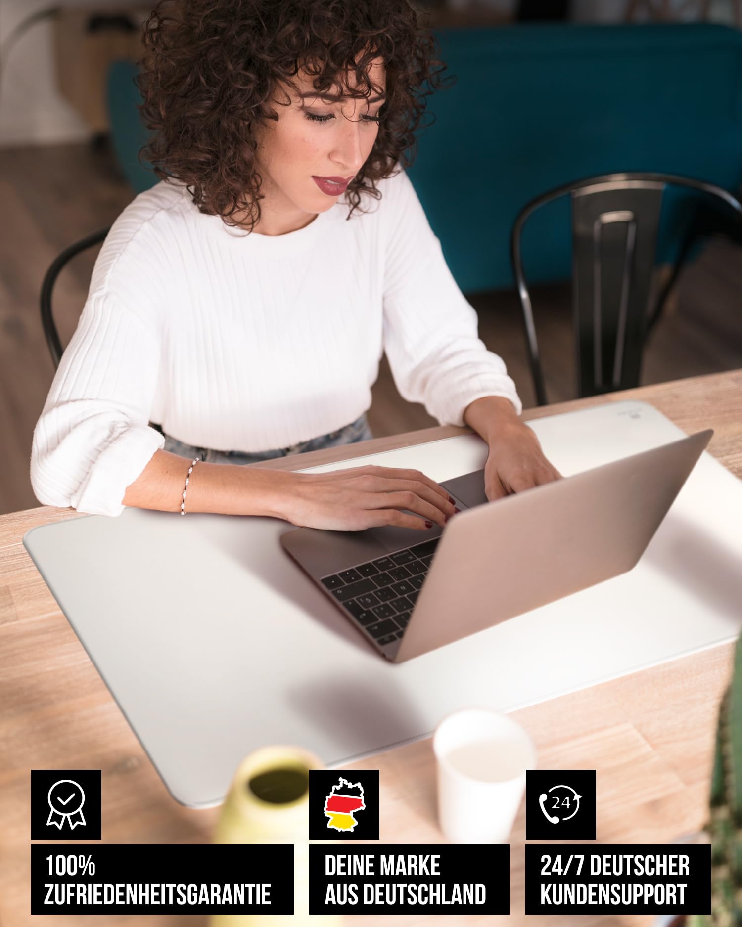 MYMIND MYMIND® Sottomano da scrivania [Antiscivolo] 80x40 cm - Tappetino per mouse XXL in pelle PU premium - Sottomano da scrivania per ufficio domestico - Sottomano da scrivania impermeabile - Sottom