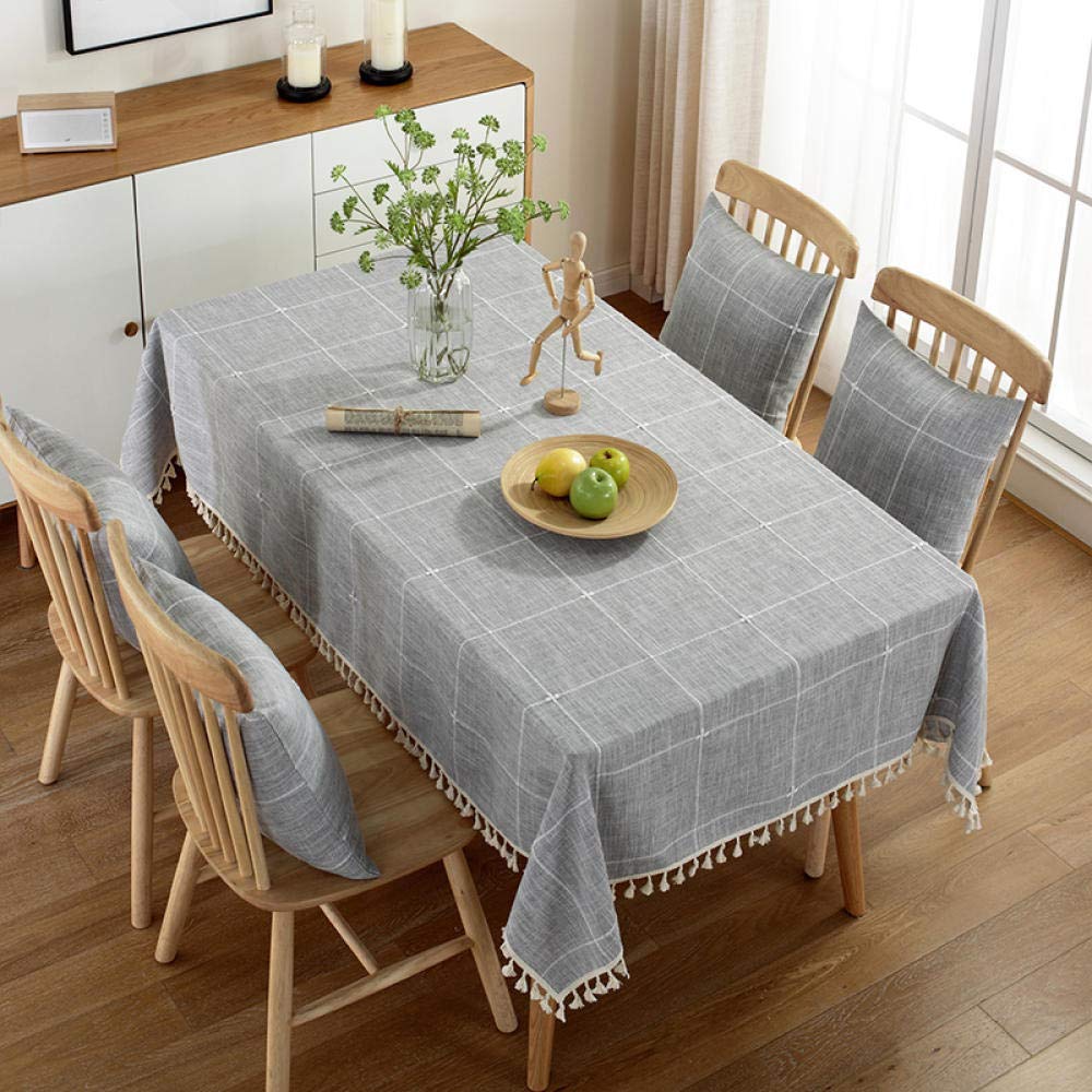 Mantel Mesa Cocina Rectangular Antimanchas Algodón y Lino Transpirable para Moderno Festival Fiesta Gris B 130 × 240cm