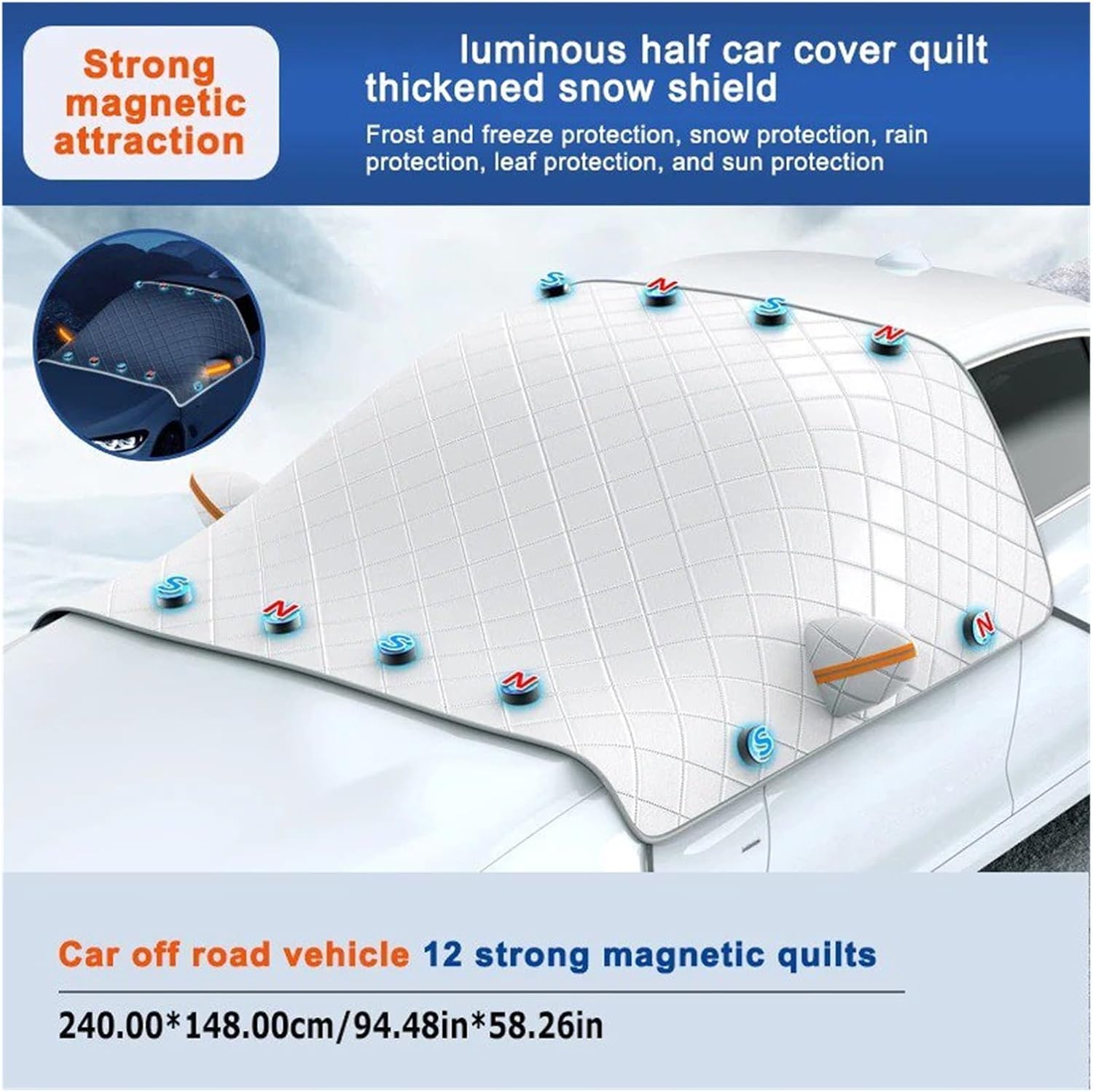 Snow Protection for Cars Magnetic Car Windshield Snow Cover Anti Freeze Front Window Sun Shade Thickened Protector