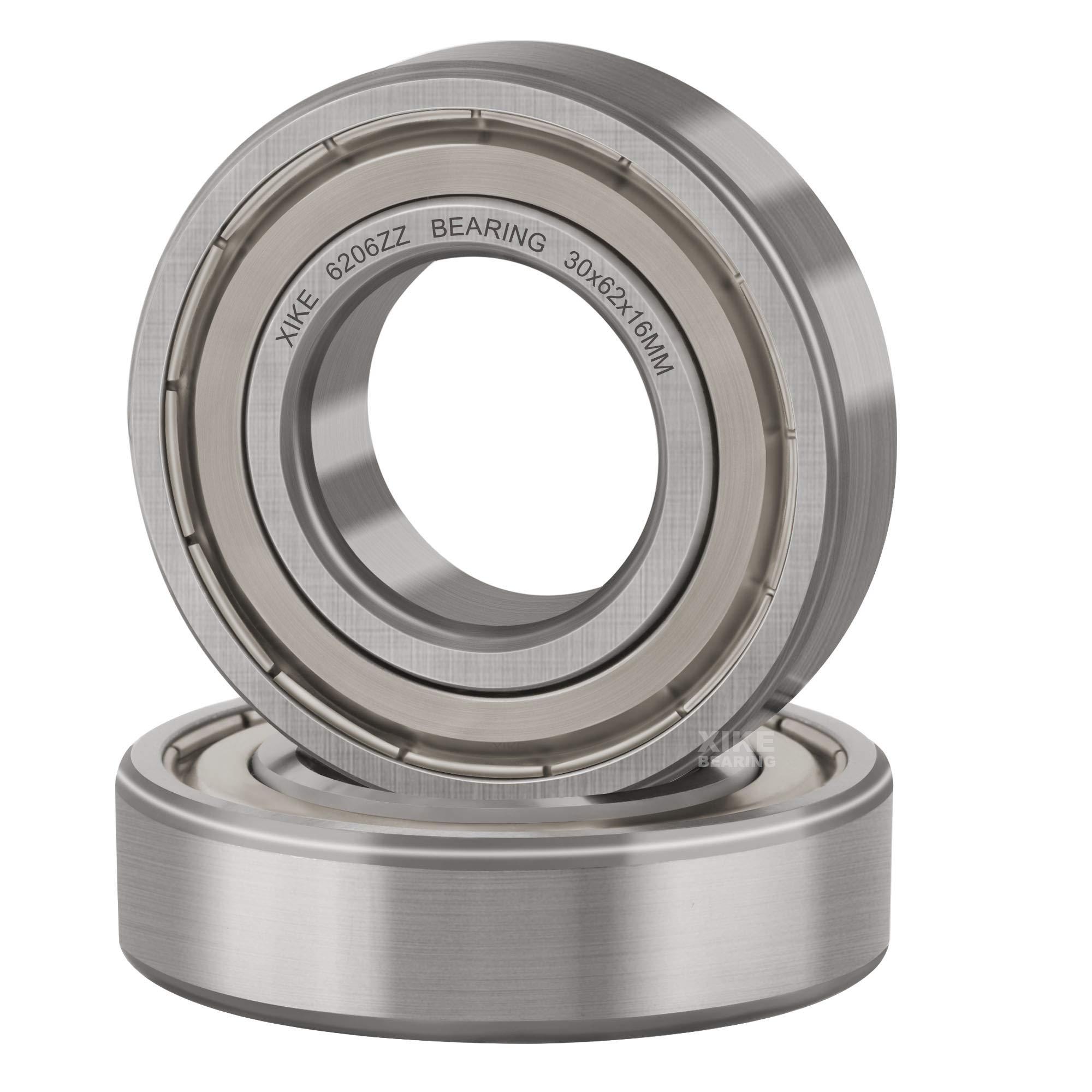 XiKe 2 unid. 6206ZZ Rodamiento de bolas 30x62x16mm Doble junta metálic｜Acero cromado｜Pre-lubricado, 6206-2Z Rodamientos rígidos de bolas con Doble junta metálica.