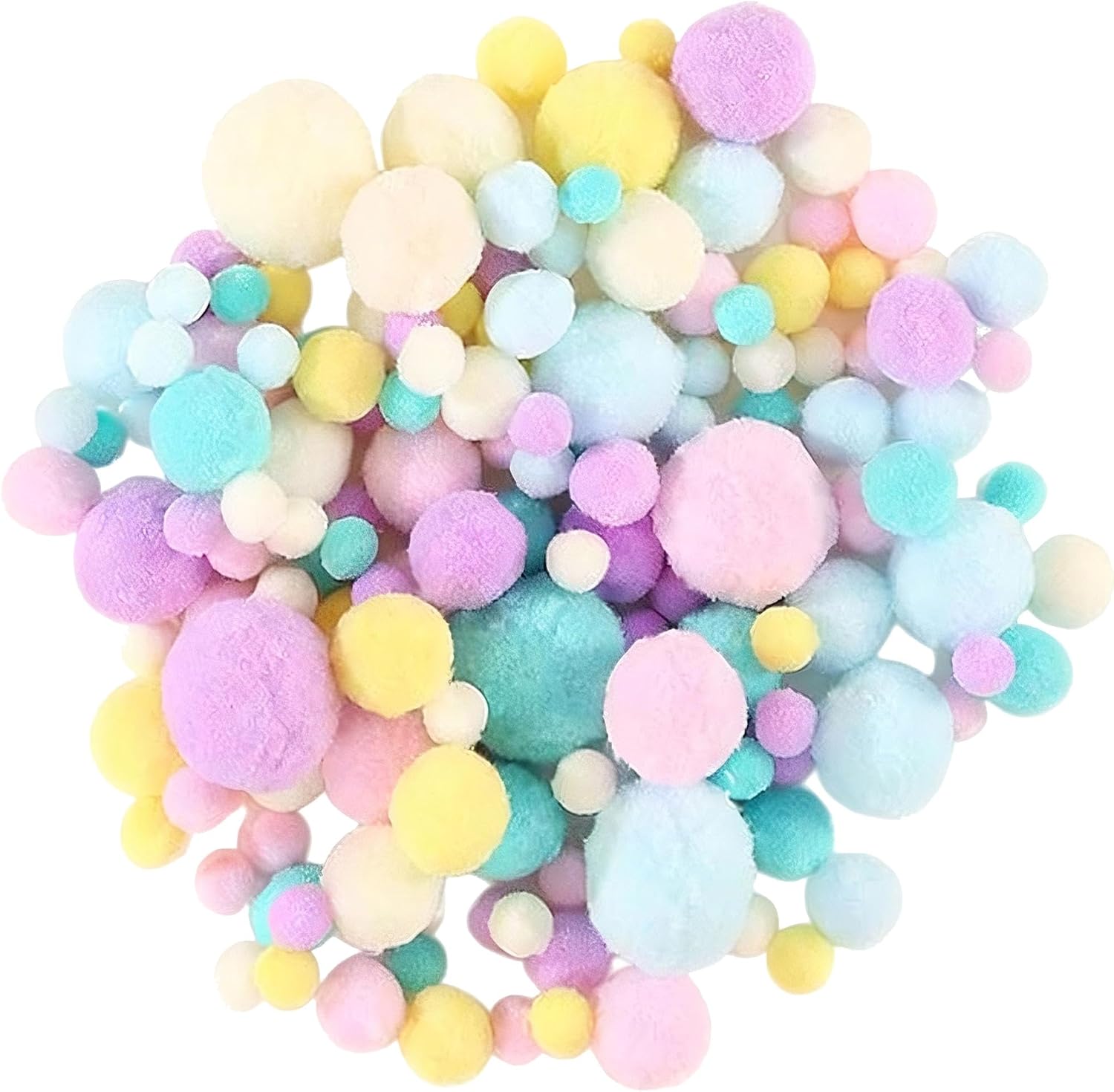 Mini Pom Poms for Crafts, 130 Pack Colorful Craft Pom Pom Balls with Mixed Sizes, Soft Puff Balls for DIY Projects Easter Birthday Party Decorations