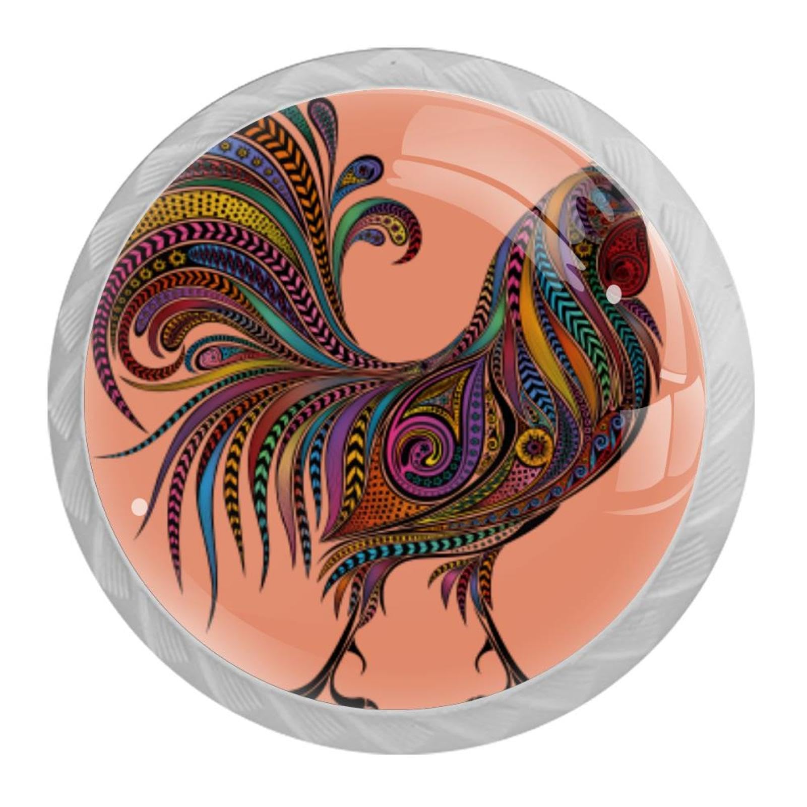 Tqmspg Multi11 4 Pieces Drawer Pulls Cock Rooster Door Knobs Dresser Handles For Kitchen Wardrobe Cupboard Hardware Furniture