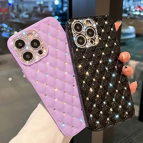 Miniatura 3 de Funda brillante compatible con iPhone 12 con diamantes brillantes, TPU flexible con purpurina, ajuste delgado, antideslizante, protección de cámara