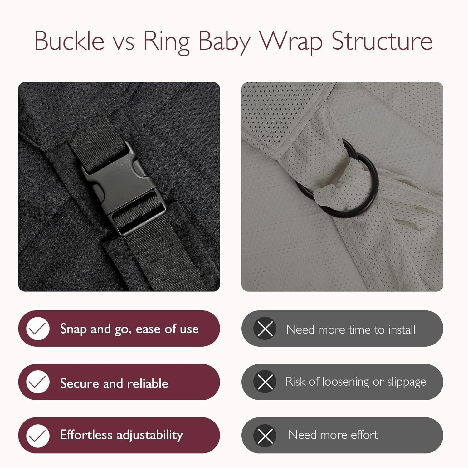 Momcozy Regulowana chusta z klamrą do noszenia dzieci noworodków z siateczką Air-Mesh, łatwa do noszenia chusta dla dzieci, do małego dziecka (3,6-15 kg), odpowiednia do obwodu talii 76,2-119,4 cm
