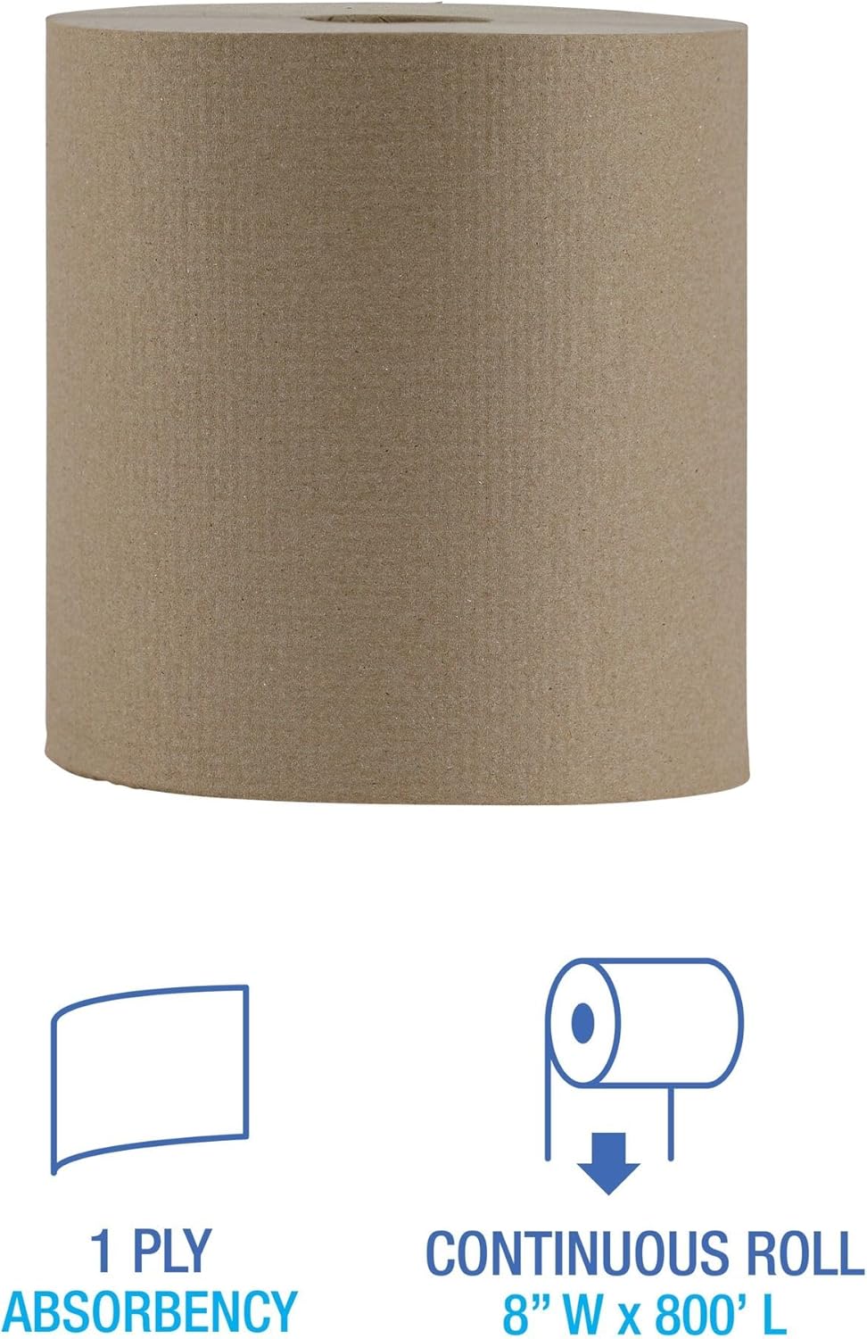Boardwalk Hardwound Paper Towels, Nonperforated, 1-Ply, 8" x 800 ft, Natural, 6 Rolls/Carton - Image 2