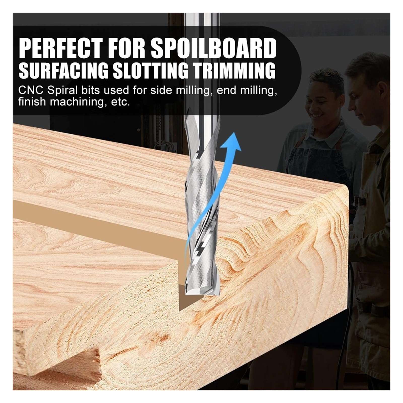 10 Stück 3,175 mm (1/8 Zoll) 2-Flöten-Flachfräser-Up-Cut-Fräser