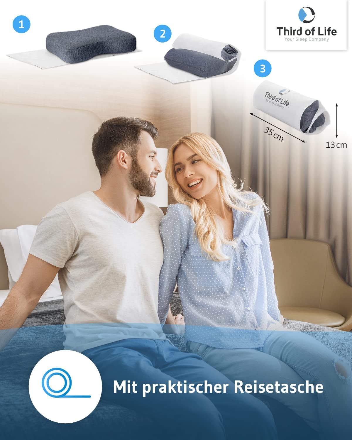 Seitenschläferkissen Recovery Quickdry, Memory-Foam mit Bambus-Aktivkohle